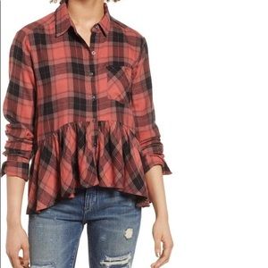 Plaid Peplum Long Sleeve